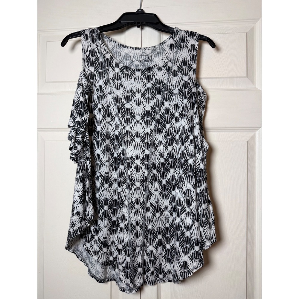 Free People We The Free black‎ and white cold shoulder top